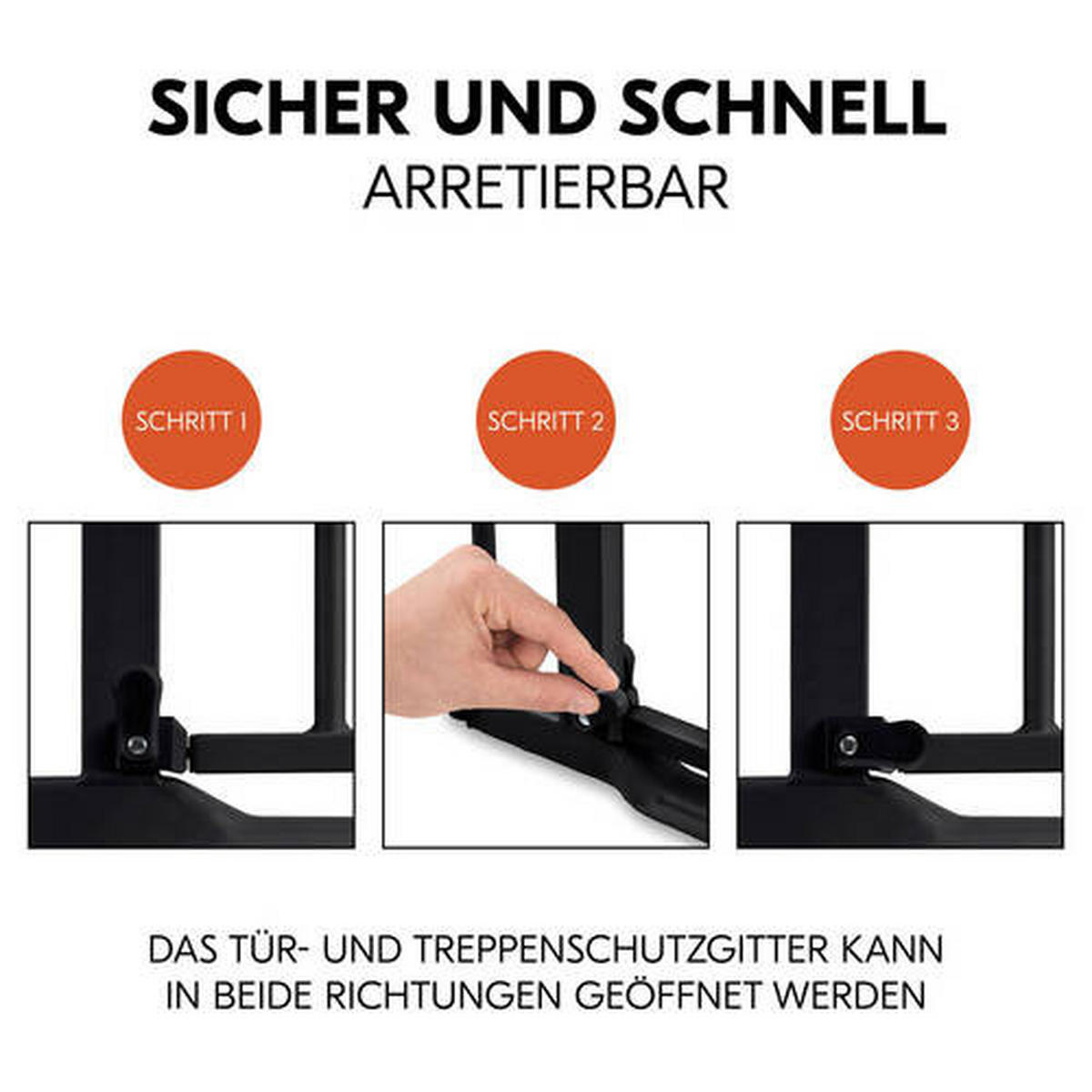 TÜRSCHUTZGITTER 75 - 80 cm/77 cm  - Schwarz, Basics, Kunststoff/Metall (75 - 80 cm/77cm) - Hauck