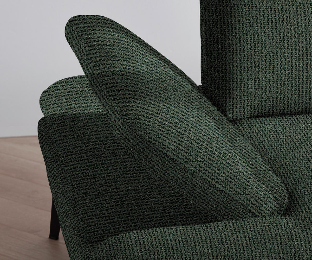 ECKSOFA in Webstoff Grün  - Schwarz/Grün, Design, Textil/Metall (289/180cm) - Stylife