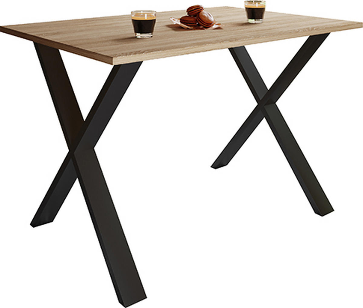 ESSTISCH rechteckig Sonoma Eiche  - Schwarz/Sonoma Eiche, Basics, Holzwerkstoff/Metall (110/50/76cm) - MID.YOU