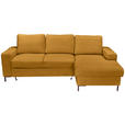 ECKSOFA Currygelb Cord Rückenkissen, Bettkasten, Schlaffunktion, Rücken echt, Liegefläche im Originalstoff  - Currygelb/Schwarz, KONVENTIONELL, Textil/Metall (240/150cm) - Carryhome