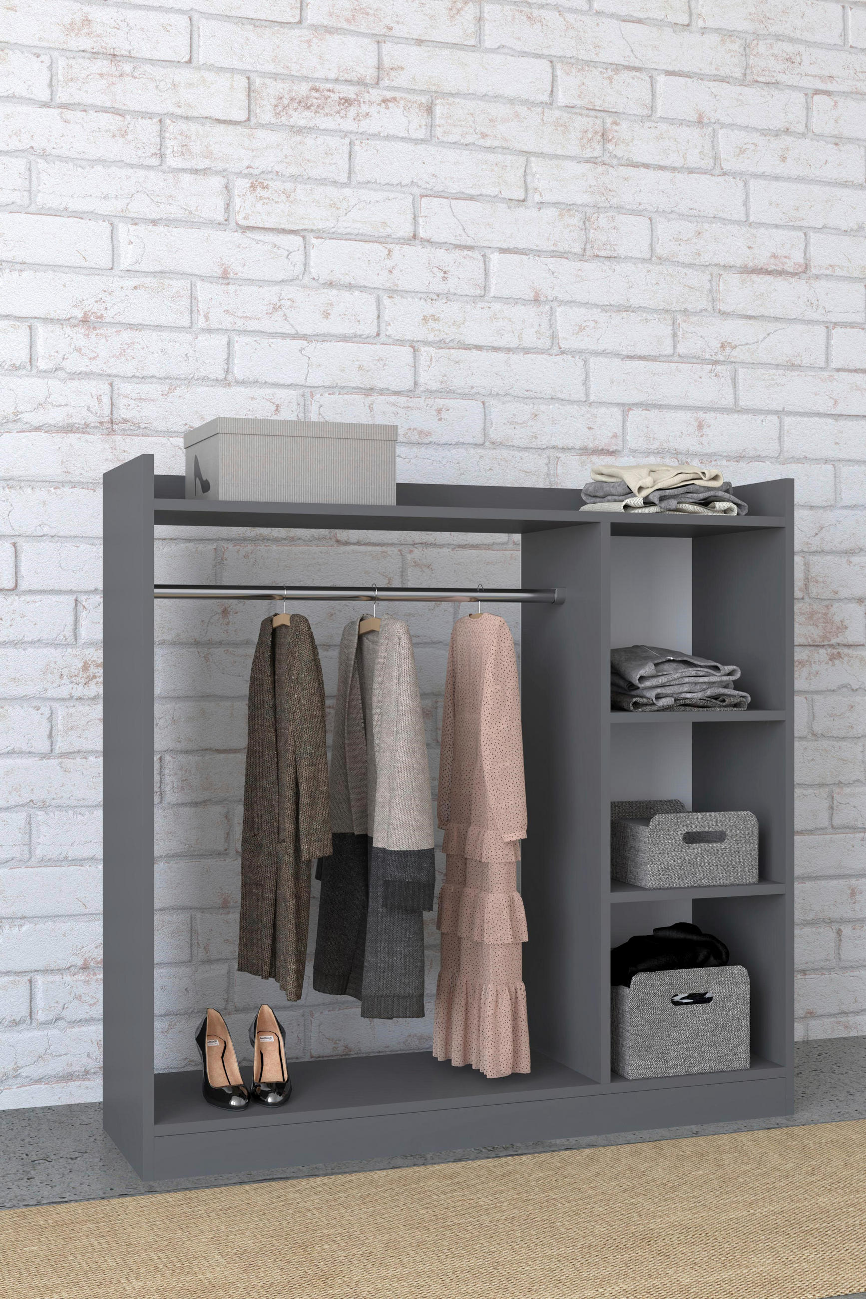 GARDEROB 124/120/35 cm  - antracit, Design, trämaterial (124/120/35cm) - MID.YOU