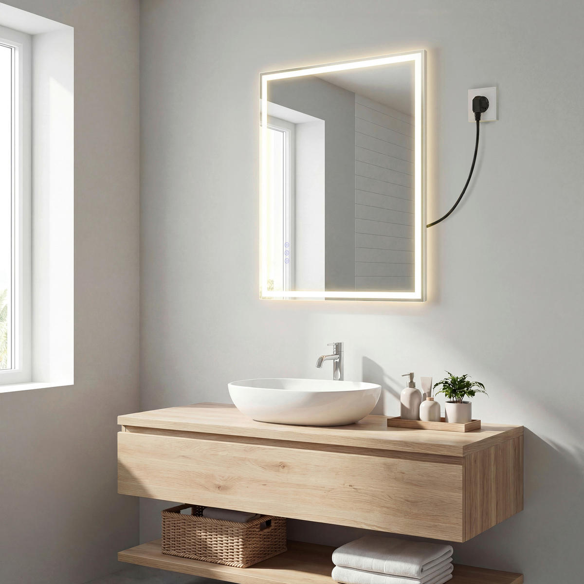 BADEZIMMERSPIEGEL 50,7/70,7/2,4 cm  - Weiß, Trend, Glas/Kunststoff (50,7/70,7/2,4cm) - Boxxx