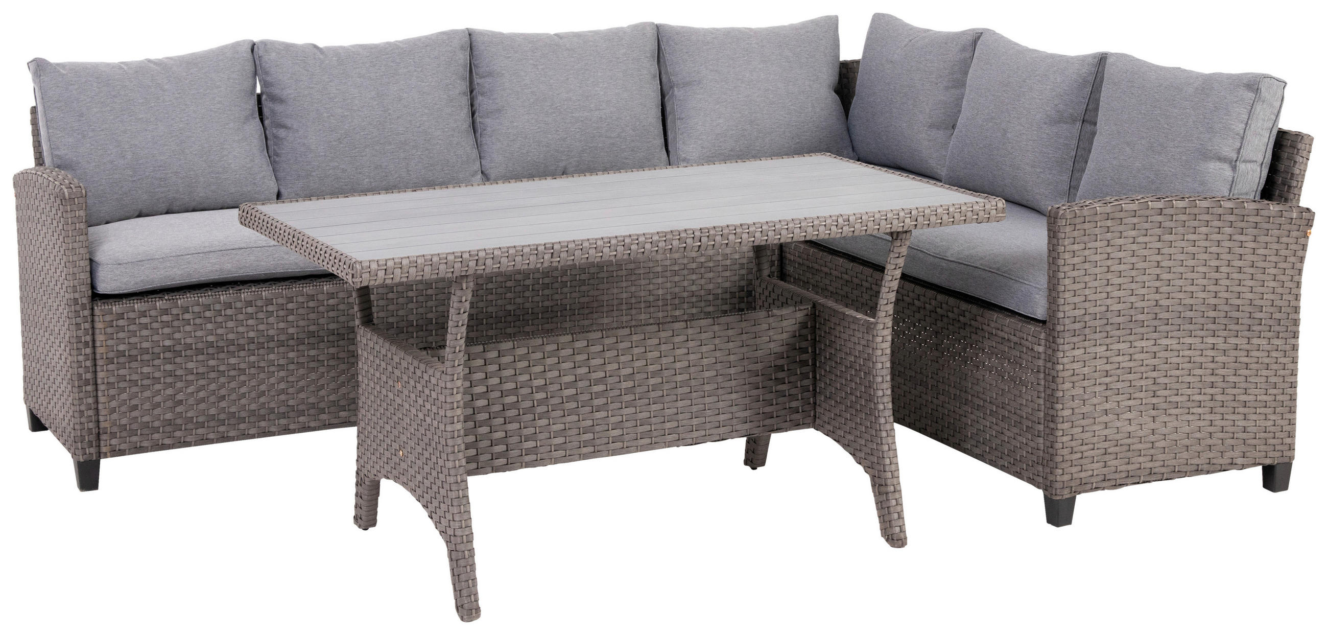 LOUNGEGARNITUR 3-teilig  220/175 cm  Stahl  - Grau, MODERN, Kunststoff/Textil (220/175cm) - Ondega