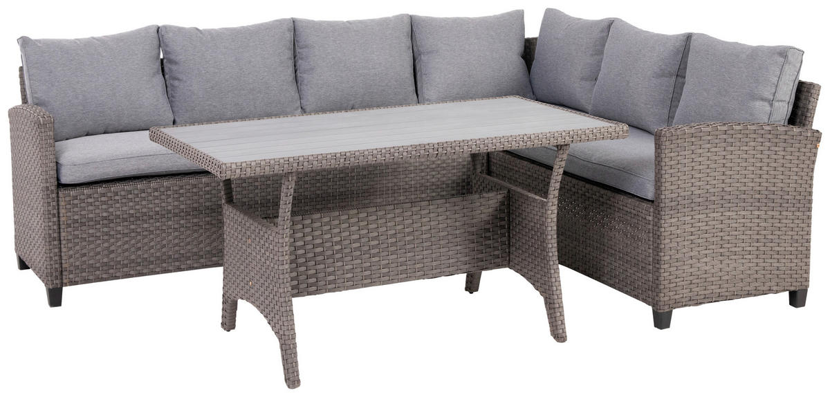 LOUNGEGARNITUR 220/175 cm Stahl  - Grau, MODERN, Kunststoff/Textil (220/175cm) - Ambia Garden
