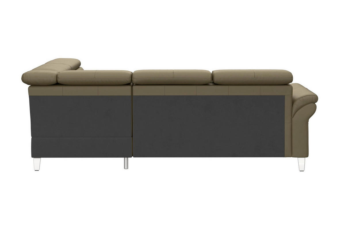 ROHOVÁ SEDAČKA, textil, koža, olivovozelená - olivovozelená/chrómová, Basics, kov/koža (245/194cm) - Sit & More