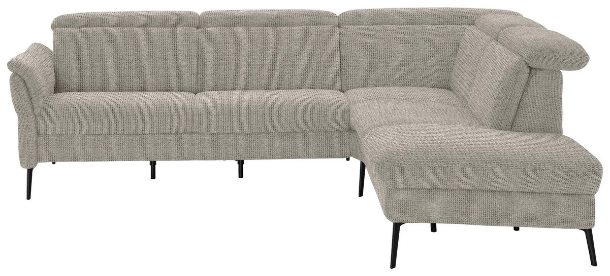 ECKSOFA in Struktur Taupe  - Taupe/Schwarz, Modern, Textil/Metall (275/235cm) - Cantus