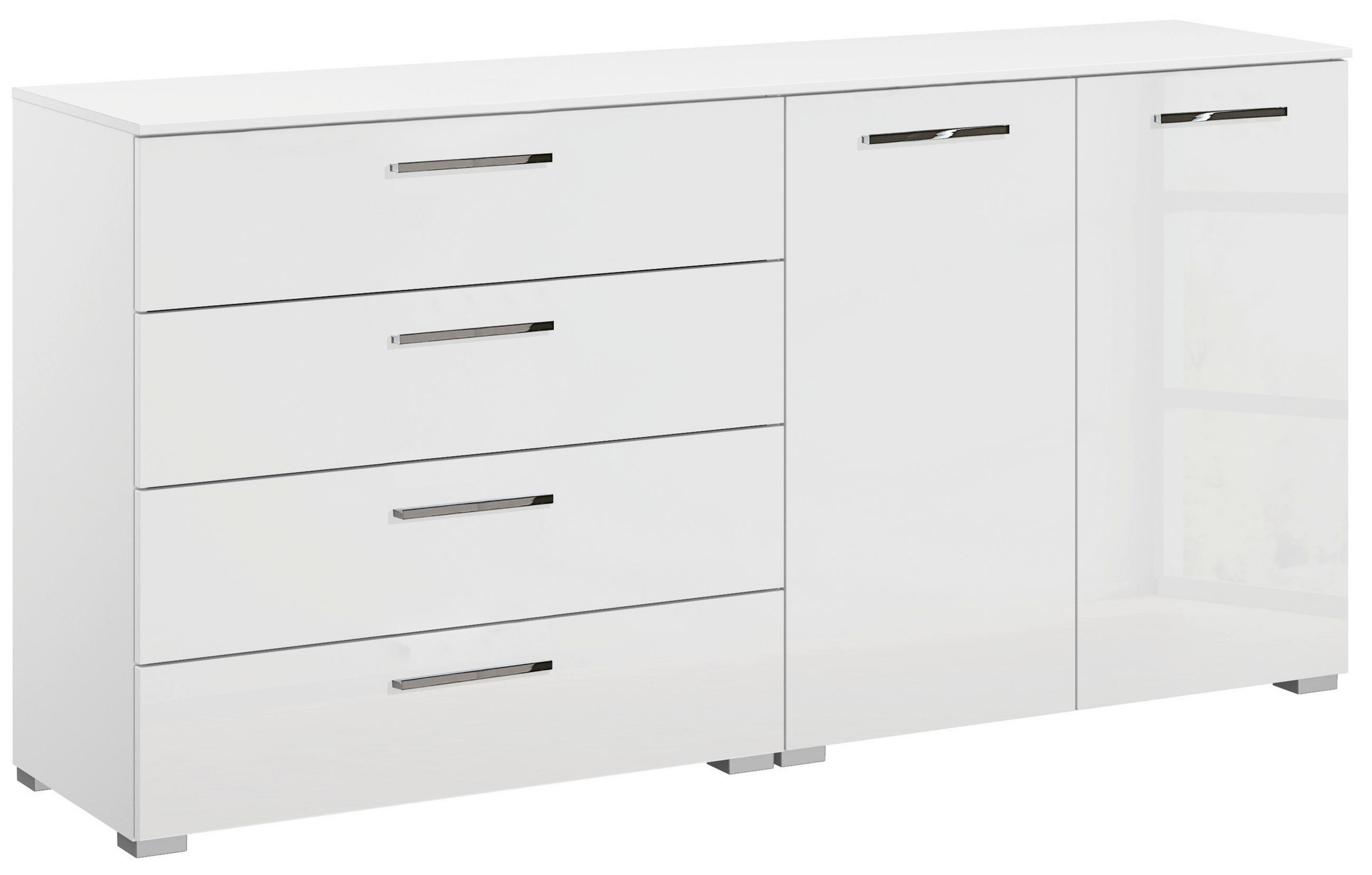 SIDEBOARD 160/81/42 cm  in Weiss, Weiss Hochglanz  - Weiss Hochglanz/Chromfarben, Design, Holzwerkstoff/Kunststoff (160/81/42cm) - Novel