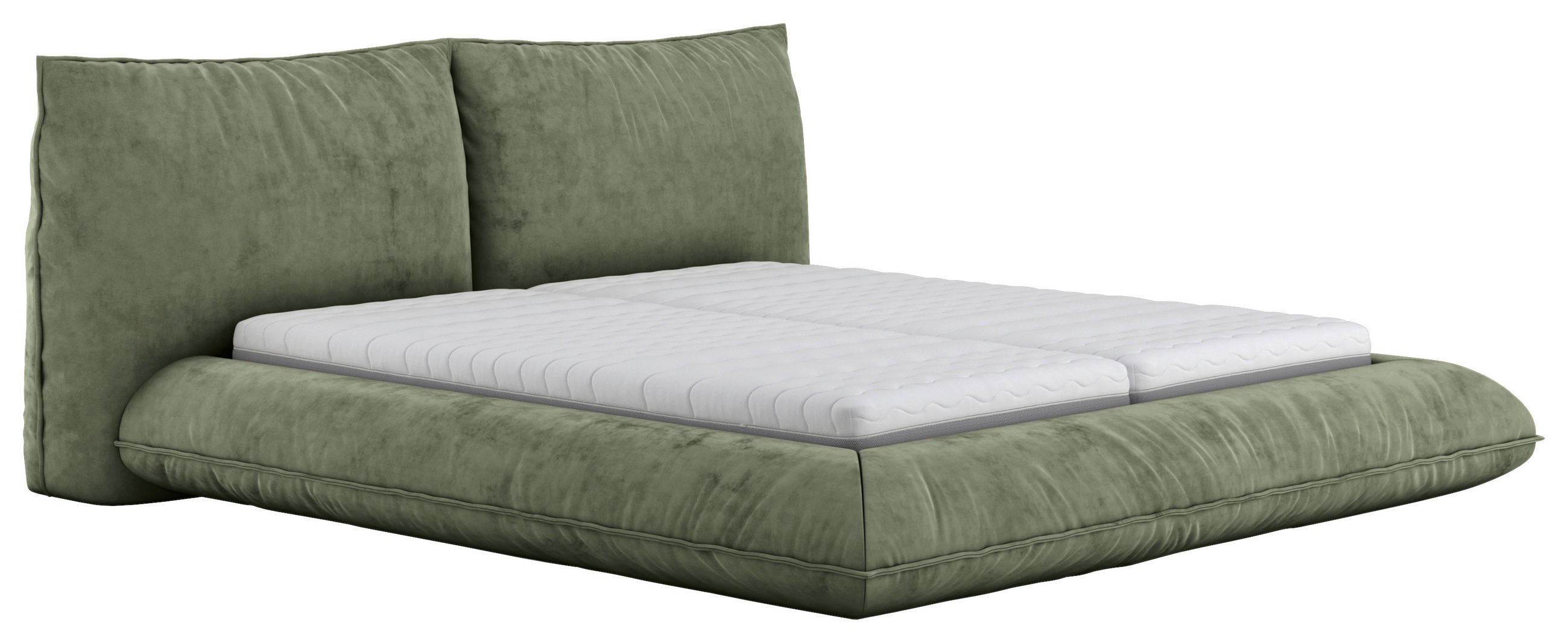 POLSTERBETT 200/200 cm,  in Graugrün,  - Schwarz/Graugrün, Design, Textil/Metall (200/200cm) - Belluti