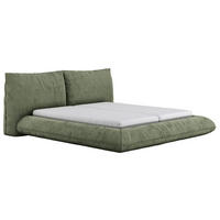 POLSTERBETT 200/200 cm,  in Graugrün,  - Schwarz/Graugrün, Design, Textil/Metall (200/200cm) - Belluti