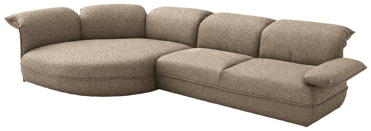 ECKSOFA  in Chenille Beigebraun  154/343 cm  - Beigebraun/Schwarz, Design, Kunststoff/Textil (154/343cm) - Koinor