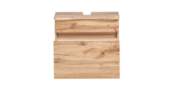 WASCHBECKENUNTERSCHRANK 61/55/40 cm  - Eiche Wotan/Silberfarben, Natur, Holzwerkstoff/Kunststoff (61/55/40cm) - Xora