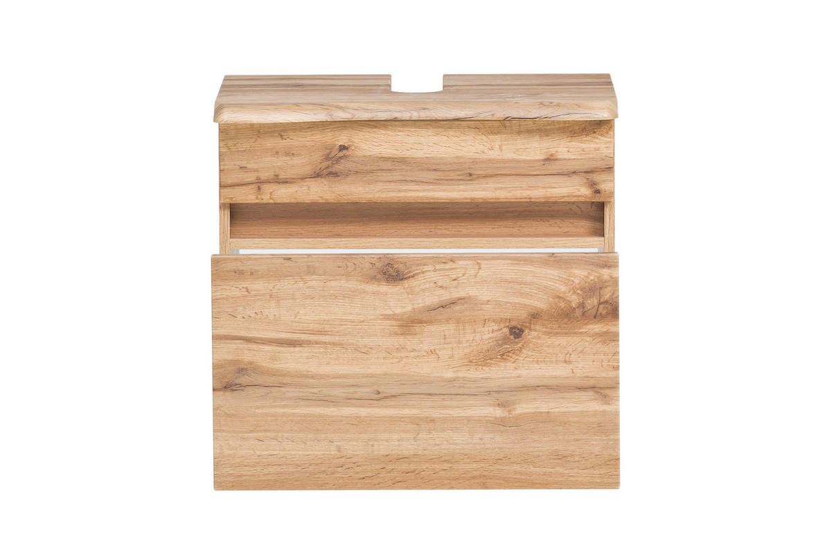 WASCHBECKENUNTERSCHRANK 61/55/40 cm  - Eiche Wotan/Silberfarben, Natur, Holzwerkstoff/Kunststoff (61/55/40cm) - Xora