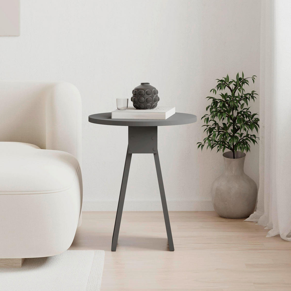 BEISTELLTISCH Anthrazit rund  - Anthrazit, Design, Holzwerkstoff (42/50cm) - Livetastic