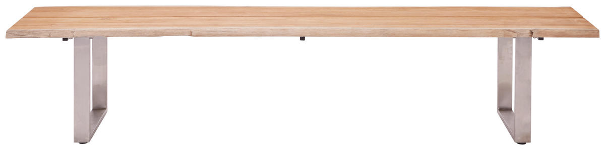 GARTENBANK 220/46/40 cm  in Naturfarben  - Silberfarben/Naturfarben, Design, Holz/Metall (220/46/40cm)