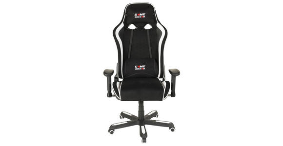 GAMINGSTUHL in Lederlook, Mikrofaser Schwarz, Weiß - Schwarz/Weiß, Design, Kunststoff/Textil (72/128-138/72cm) - Xora