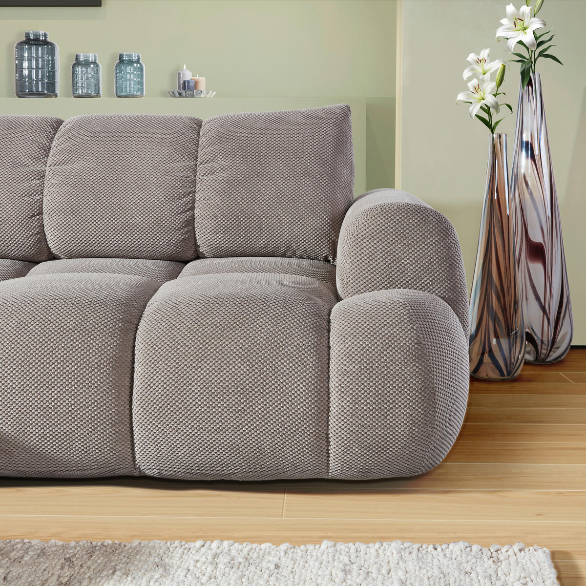 HÖRNSOFFA i flatväv greige  - greige/svart, Klassisk, textil/plast (174/274cm) - MID.YOU