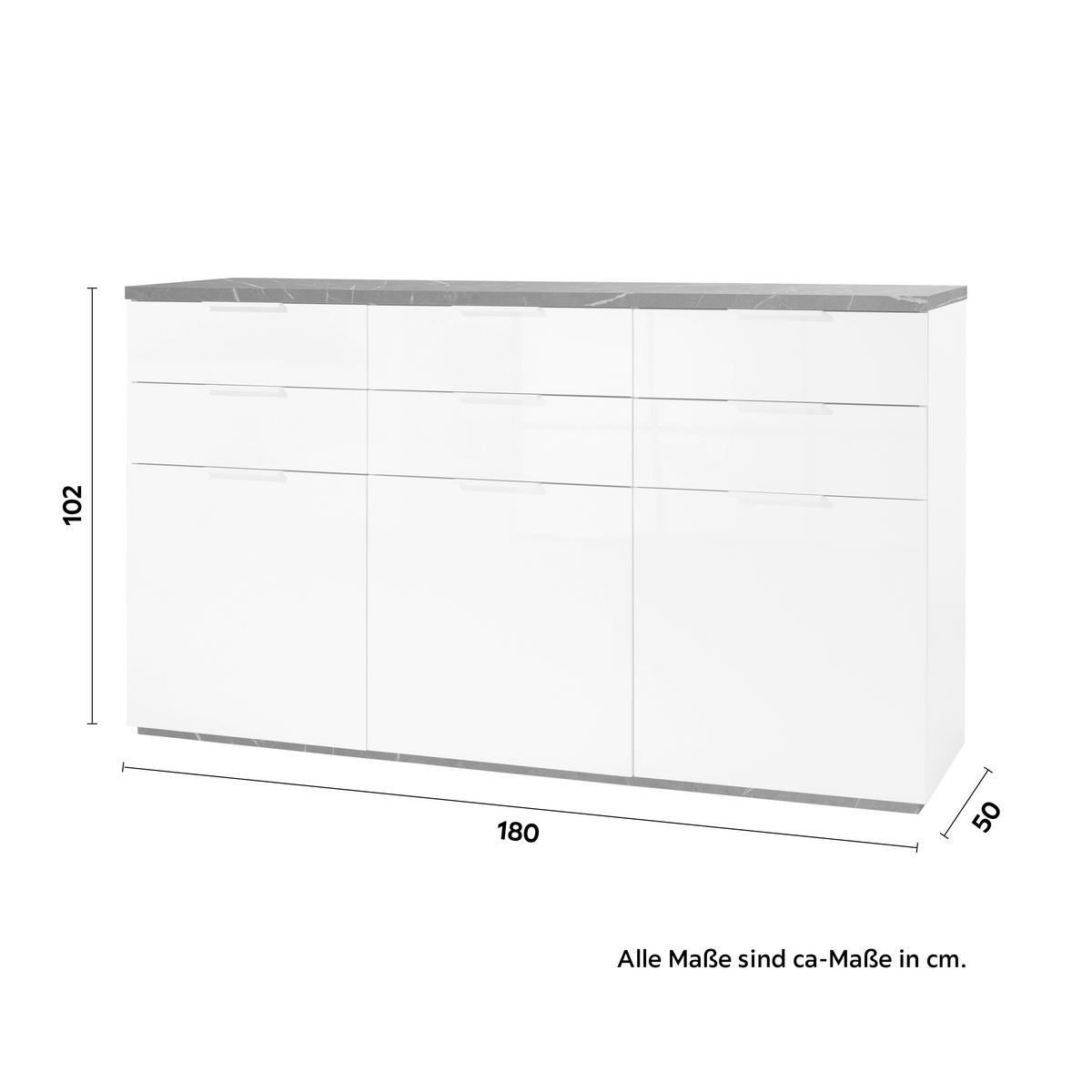 SIDEBOARD 180/102/50 cm  - vit/antracit, Modern, trämaterial (180/102/50cm) - Hom`in