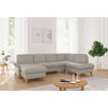 WOHNLANDSCHAFT Taupe Flachgewebe  - Taupe/Eichefarben, KONVENTIONELL, Holz/Textil (164/314/195cm) - Sit & More