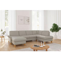 WOHNLANDSCHAFT Taupe Flachgewebe  - Taupe/Eichefarben, KONVENTIONELL, Holz/Textil (164/314/195cm) - Sit & More