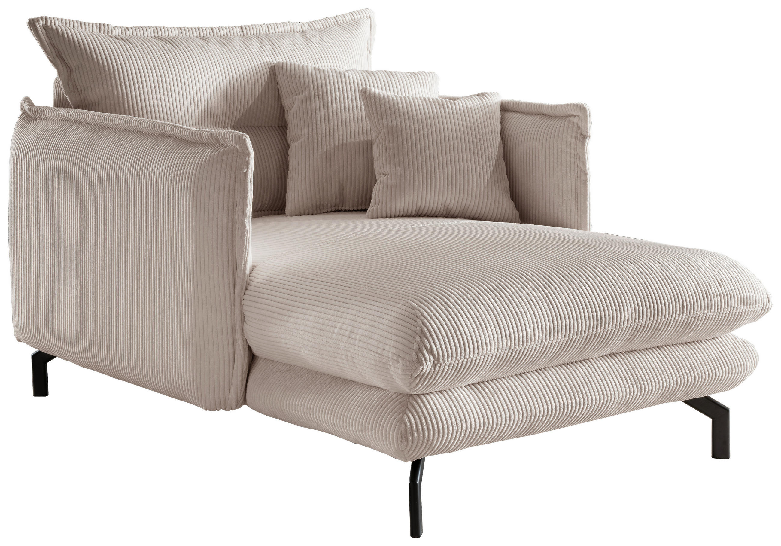 XXL-SESSEL Cord Beige    - Beige/Schwarz, MODERN, Textil/Metall (111/101/167cm) - Livetastic