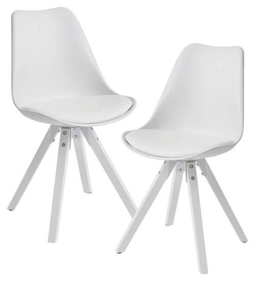 STUHL-SET 2 Stück  in Lederlook matt  - Weiß, MODERN, Holz/Kunststoff (49/87/52cm) - MID.YOU