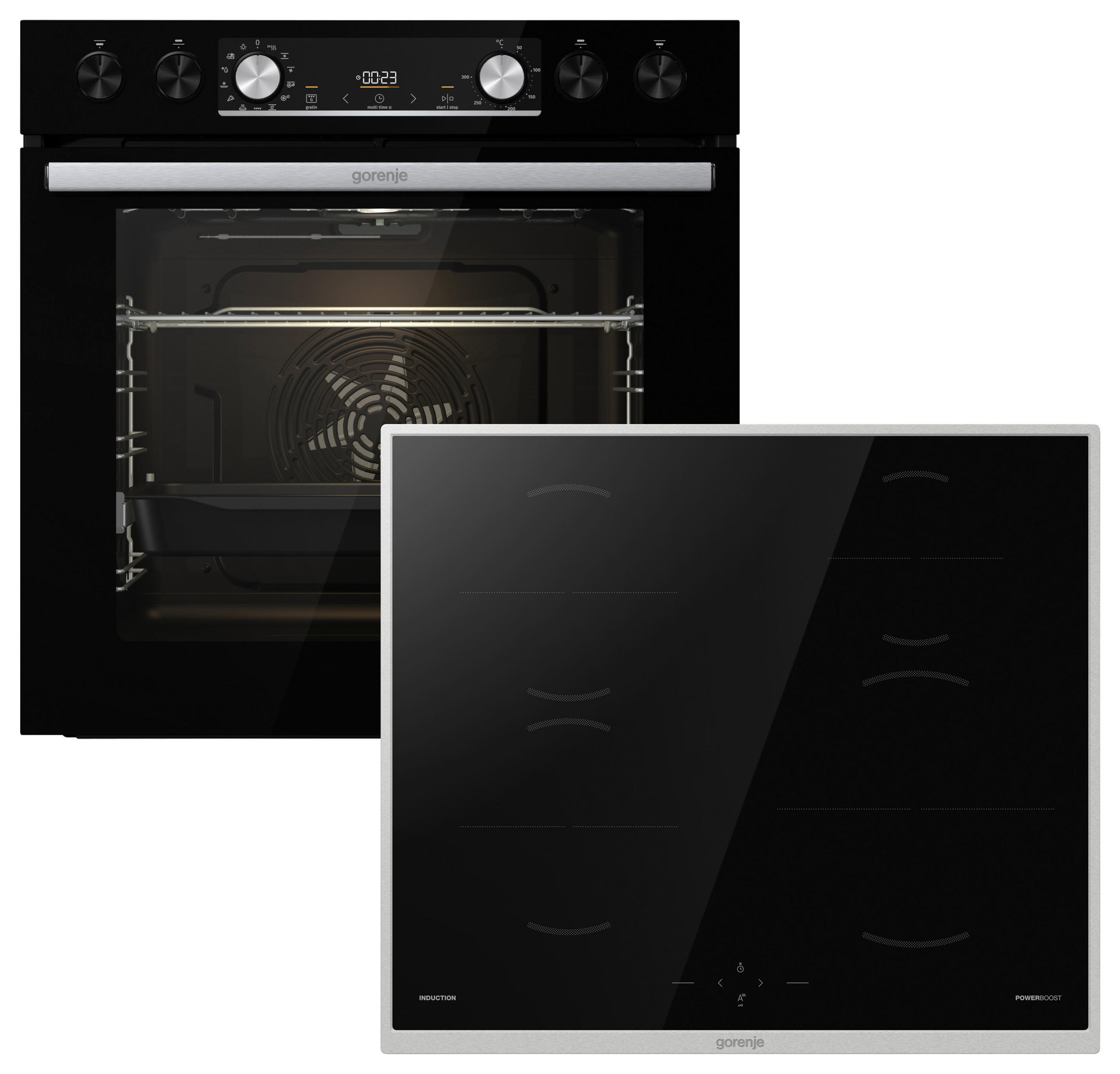 HERDSET BLACK SET 5 INDUKTION  - Schwarz, Basics, Glas/Metall (59,5/59,5/56,4cm) - Gorenje