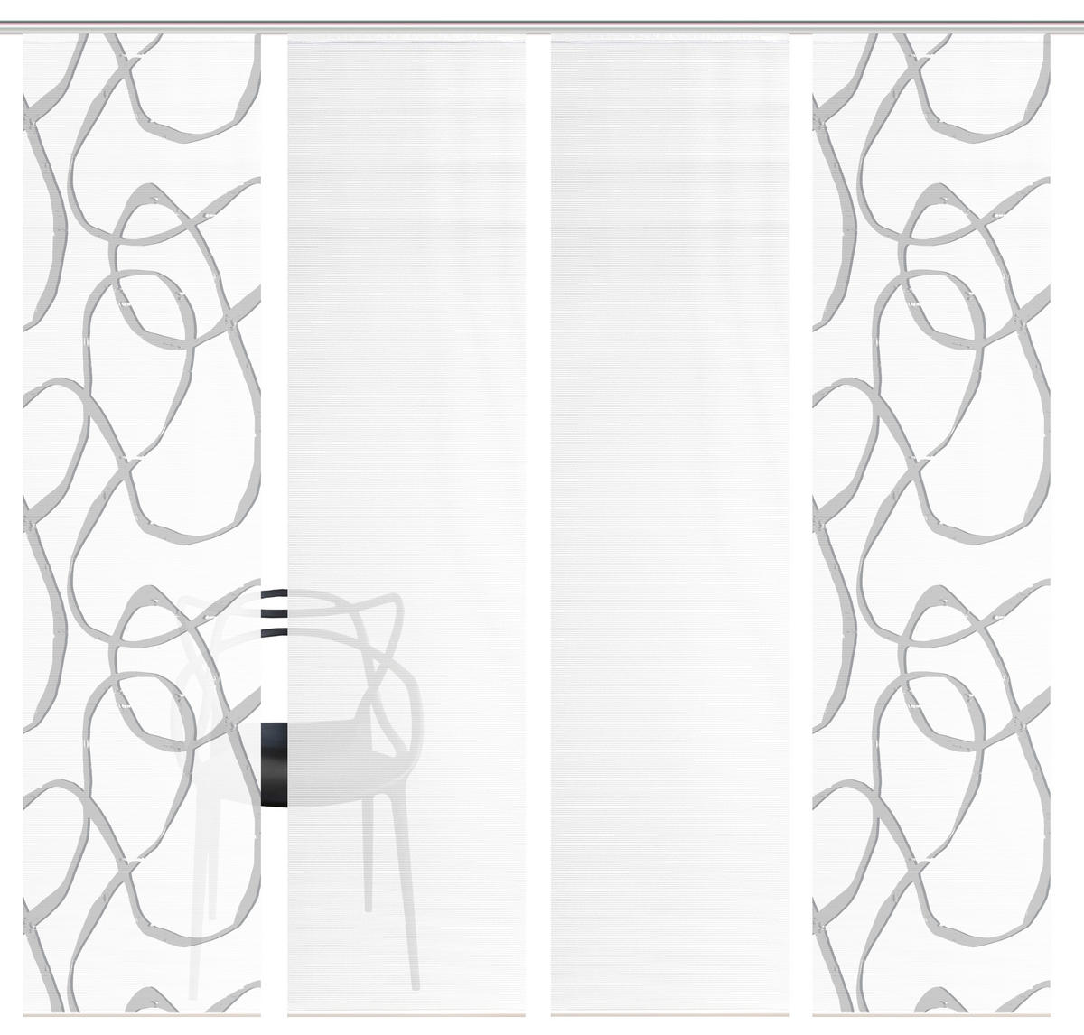 FLÄCHENVORHANG  4 Stück  blickdicht  60/260 cm   - Grau Hochglanz/Weiß, KONVENTIONELL, Textil (60/260cm)