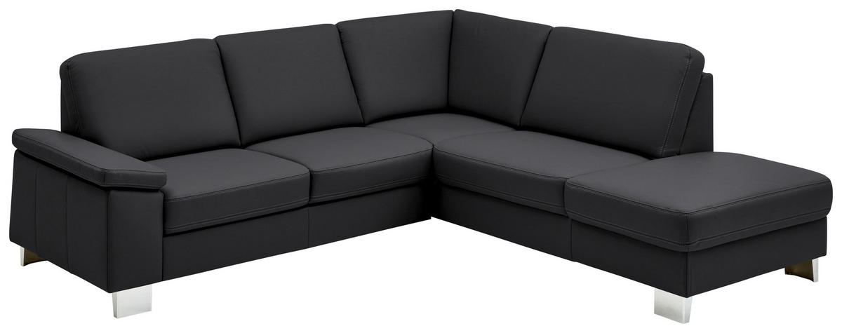 ECKSOFA  in Echtleder Anthrazit  248/235 cm  - Anthrazit/Alufarben, Design, Leder/Metall (248/235cm) - Beldomo Premium