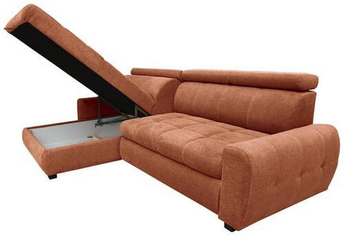 ECKSOFA inkl.Funktionen Cognac Webstoff  - Cognac/Schwarz, Design, Kunststoff/Textil (276/173cm) - Stylife