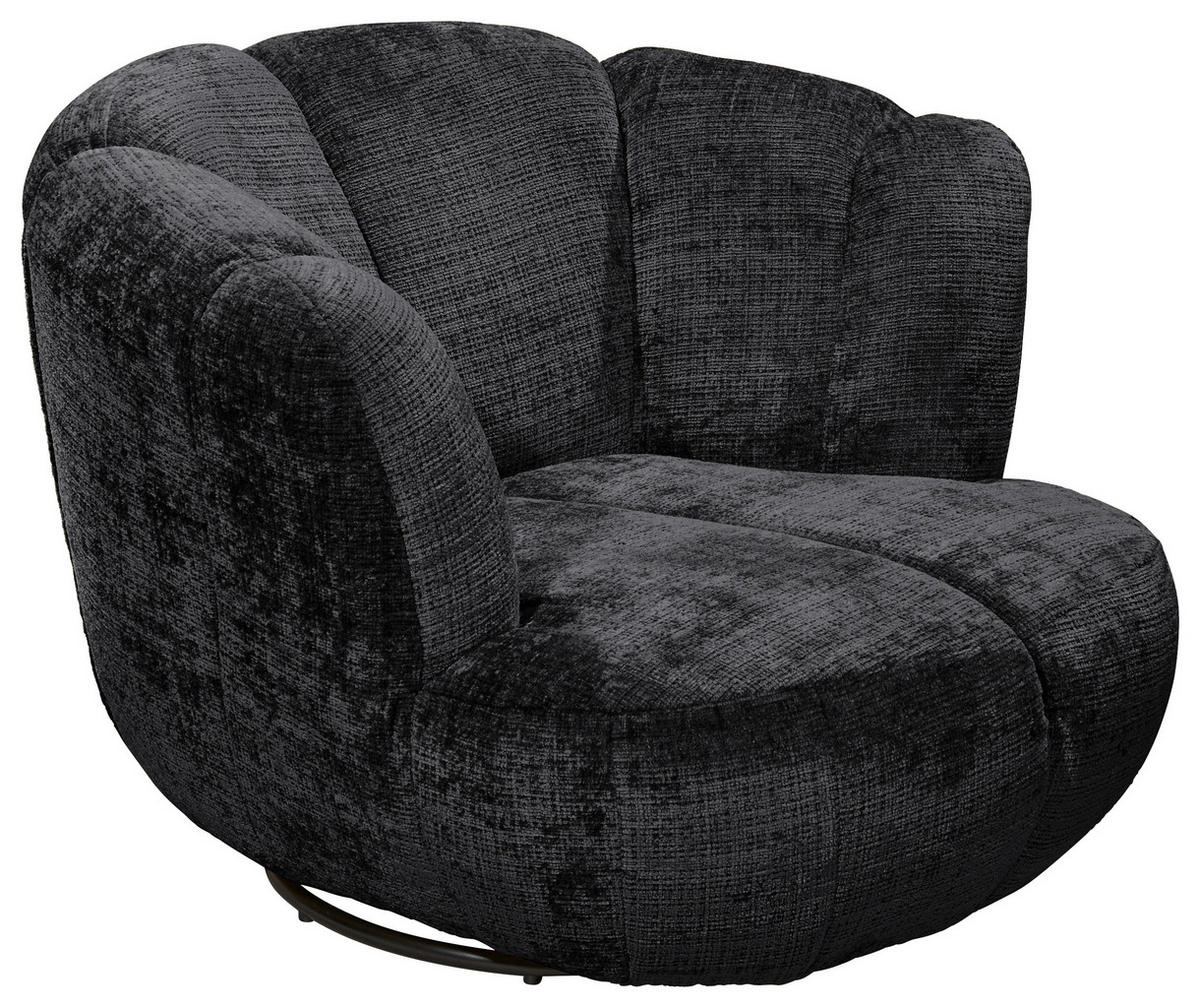 SESSEL in Chenille Schwarz  - Schwarz, Konventionell, Textil/Metall (101/69/107cm) - MID.YOU