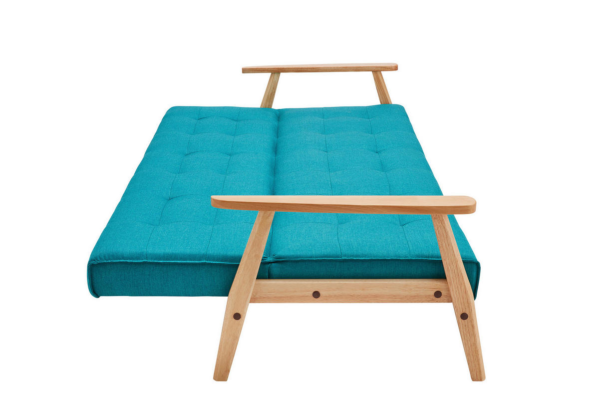 SCHLAFSOFA in Struktur Naturfarben, Petrol  - Petrol/Naturfarben, MODERN, Holz/Textil (190/81/85cm) - Livetastic
