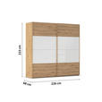 SCHWEBETÜRENSCHRANK 226/223/68 cm 2-türig Weiß, Eiche Artisan  - Eichefarben/Weiß, Design, Glas/Holzwerkstoff (226/223/68cm) - Xora