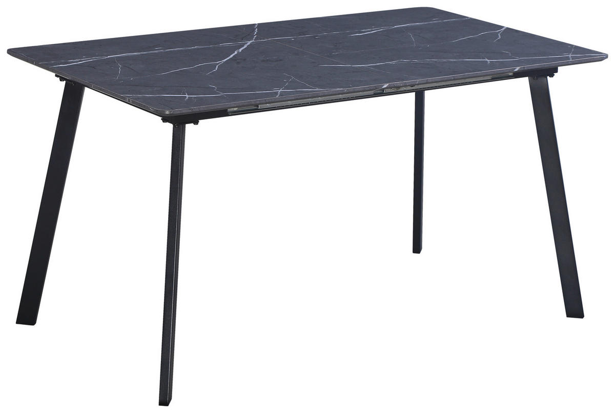 ESSTISCH Grau rechteckig  ausziehbar  - Schwarz/Grau, KONVENTIONELL, Holzwerkstoff/Metall (140/180/75/80cm) - MID.YOU
