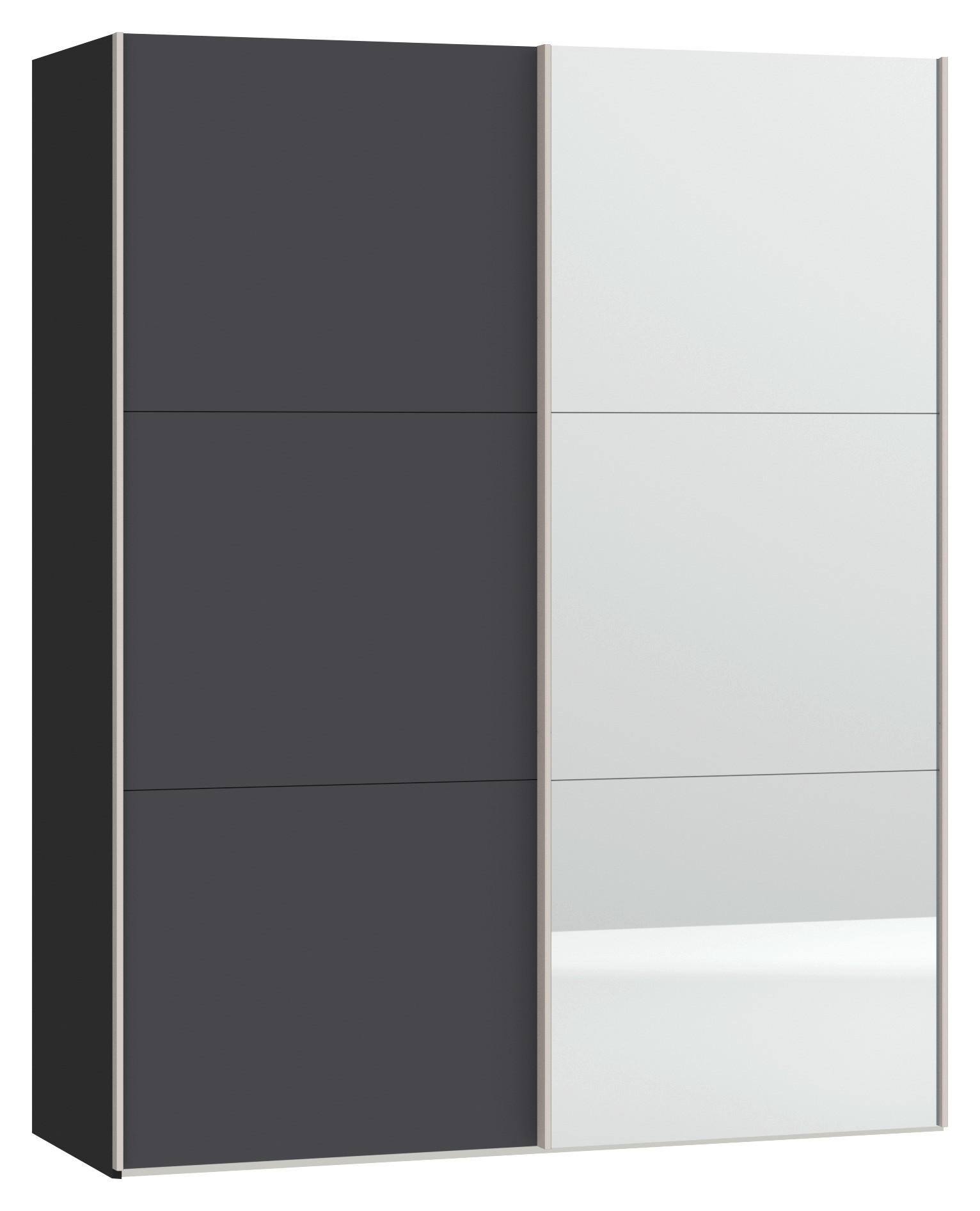 SCHWEBETÜRENSCHRANK 152/195/65 cm 2-türig Anthrazit, Schwarz  - Edelstahlfarben/Anthrazit, Design, Glas/Holzwerkstoff (152/195/65cm) - Boxxx