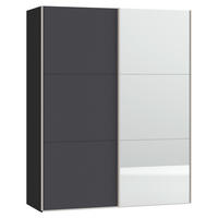 SCHWEBETÜRENSCHRANK 152/195/65 cm 2-türig Anthrazit, Schwarz  - Edelstahlfarben/Anthrazit, Design, Glas/Holzwerkstoff (152/195/65cm) - Boxxx