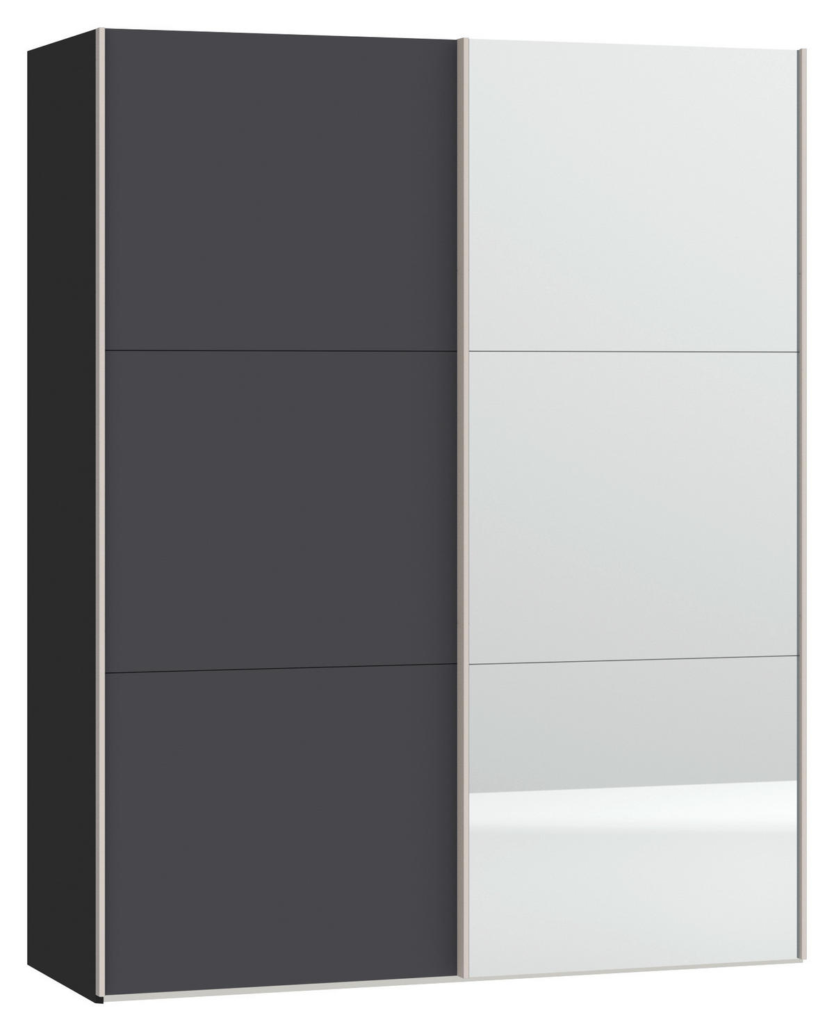 SCHWEBETÜRENSCHRANK 152/195/65 cm 2-türig Anthrazit, Schwarz  - Edelstahlfarben/Anthrazit, Design, Glas/Holzwerkstoff (152/195/65cm) - Boxxx
