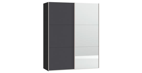 SCHWEBETÜRENSCHRANK  in Anthrazit, Schwarz  - Edelstahlfarben/Anthrazit, Design, Glas/Holzwerkstoff (152/195/65cm) - Carryhome