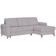 ECKSOFA in Flachgewebe Grau, Flieder  - Silberfarben/Flieder, Design, Textil/Metall (244/167cm) - Cantus