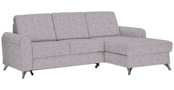 ECKSOFA in Flachgewebe Grau, Flieder  - Silberfarben/Flieder, Design, Textil/Metall (244/167cm) - Cantus