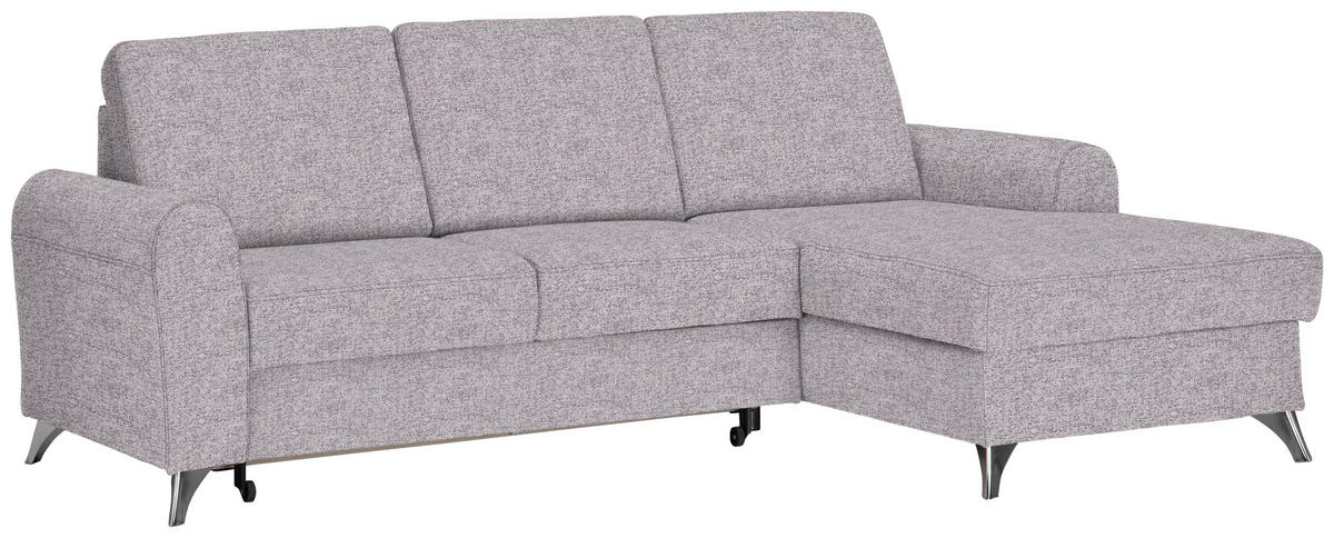 ECKSOFA Grau, Flieder Flachgewebe  - Silberfarben/Flieder, Design, Textil/Metall (244/167cm) - Cantus