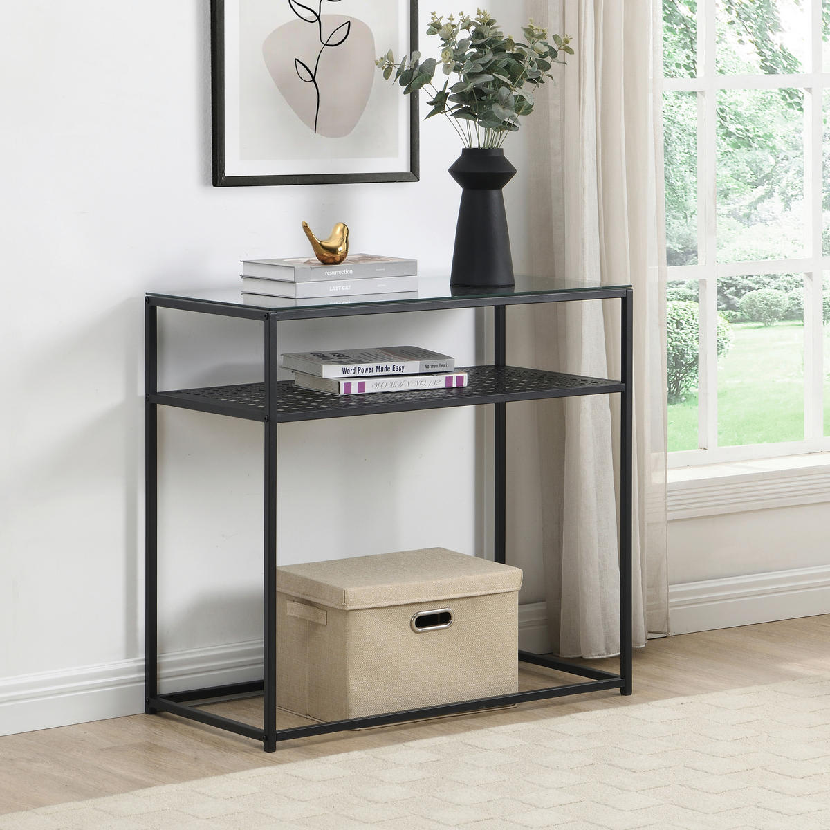 KONSOLENTISCH in Glas 80/40/77 cm    - Schwarz, Design, Glas/Metall (80/40/77cm) - MID.YOU