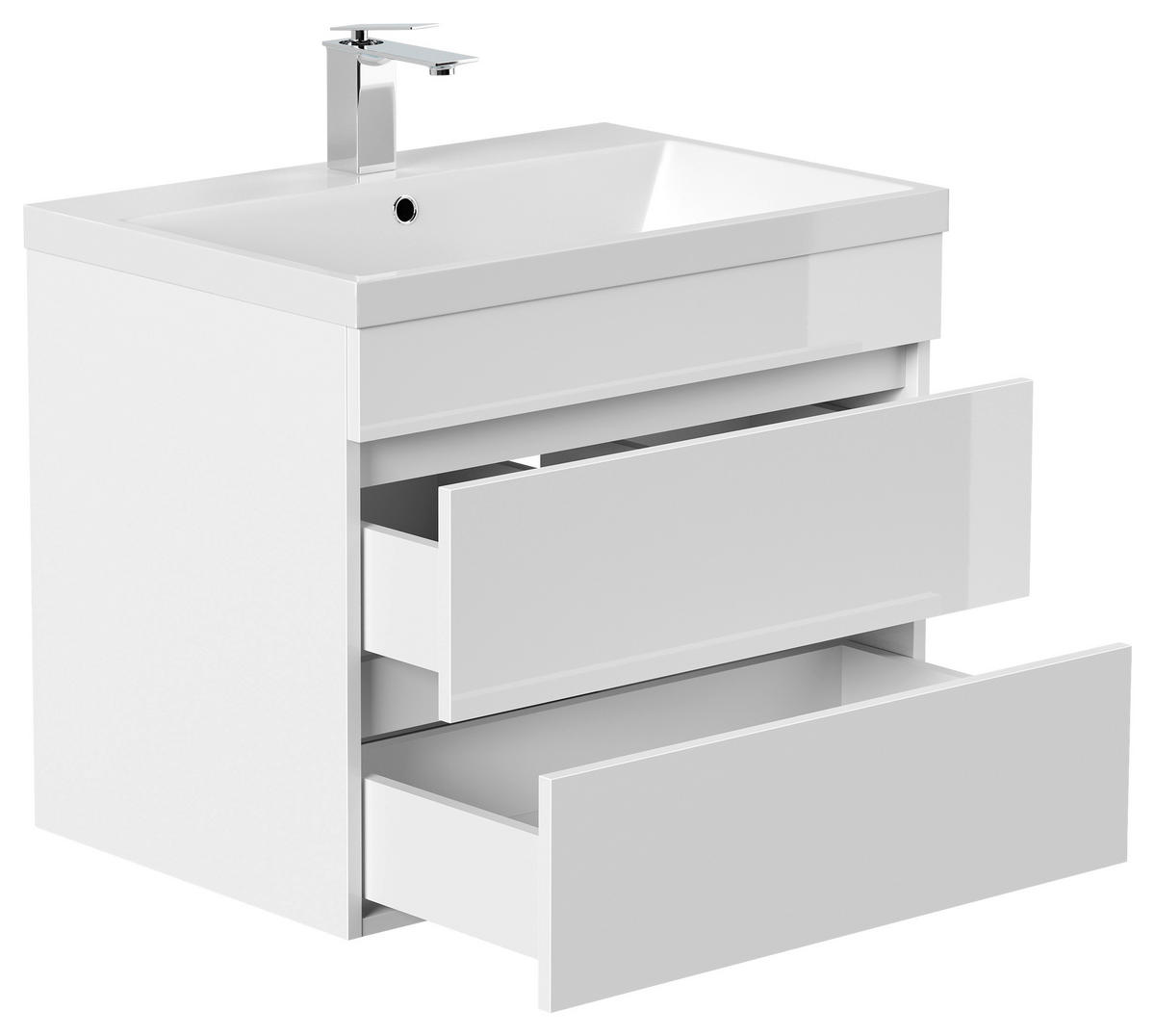 WASCHTISCHKOMBI 70 cm  - Weiß Hochglanz/Weiß, Basics, Holzwerkstoff/Stein (70cm) - MID.YOU