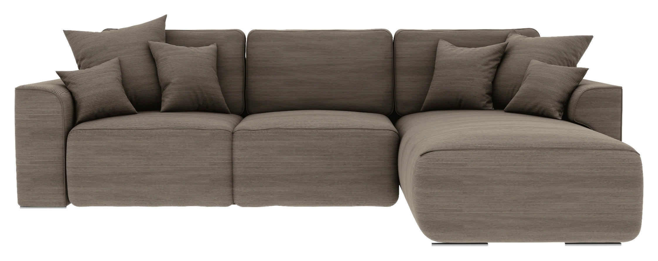 ECKSOFA Taupe Cord  - Taupe/Chromfarben, KONVENTIONELL, Kunststoff/Textil (293/195cm) - Carryhome