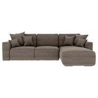 ECKSOFA in Cord Taupe  - Taupe/Chromfarben, Konventionell, Kunststoff/Textil (293/195cm) - MID.YOU