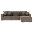 ECKSOFA Taupe Cord  - Taupe/Chromfarben, KONVENTIONELL, Kunststoff/Textil (293/195cm) - Carryhome