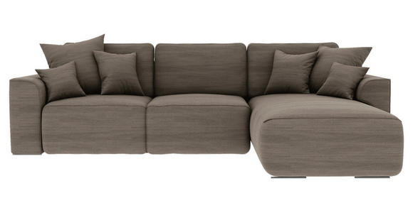 ECKSOFA Taupe Cord  - Taupe/Chromfarben, KONVENTIONELL, Kunststoff/Textil (293/195cm) - Carryhome