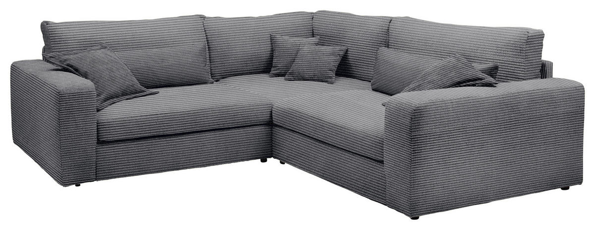 ECKSOFA  Grau Cord  - Schwarz/Grau, KONVENTIONELL, Kunststoff/Textil (248/248cm) - Carryhome