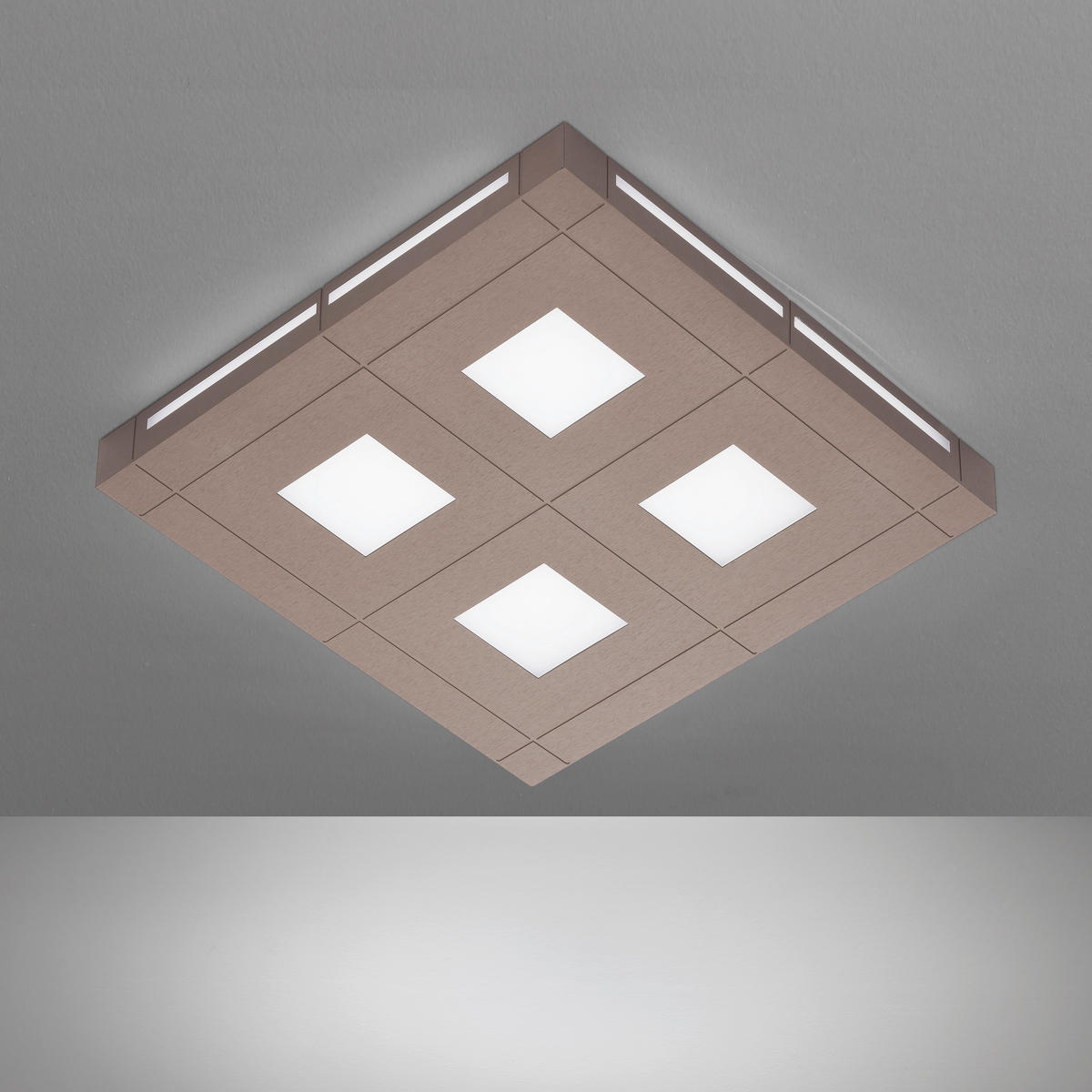 LED-DECKENLEUCHTE Aera 40/5/40 cm  - Weiß/Bronzefarben, Design, Kunststoff/Metall (40/5/40cm) - Grossmann