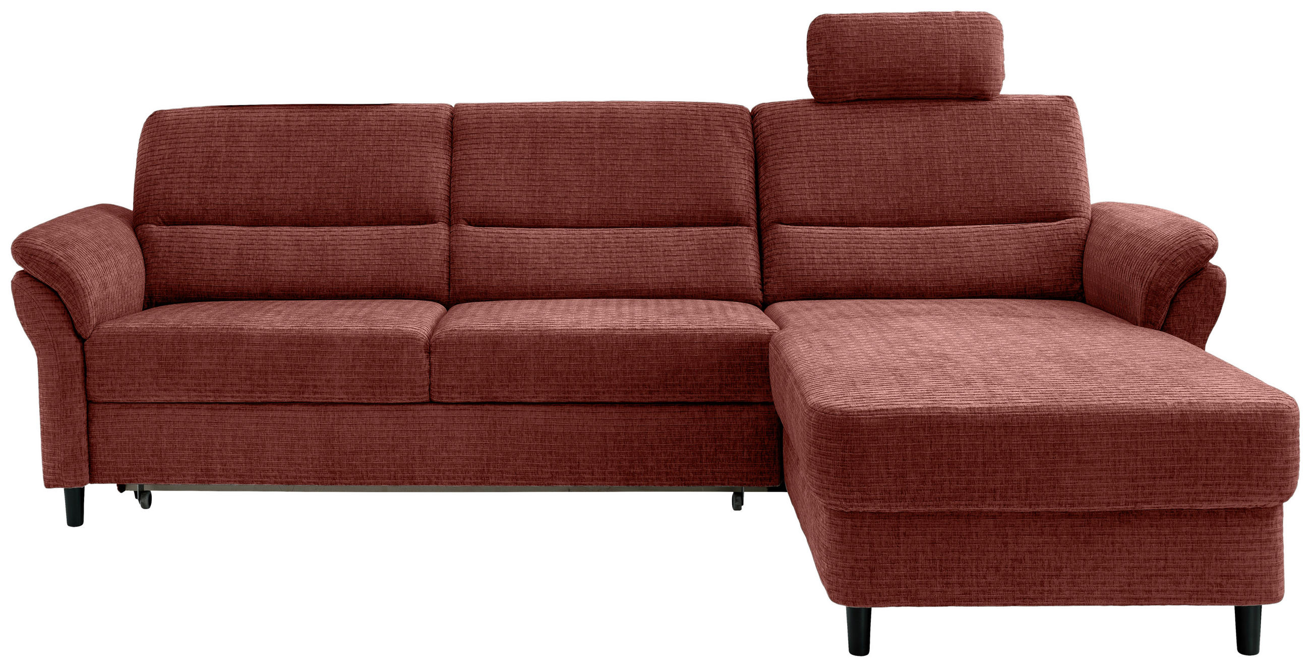 ECKSOFA Koralle Mikrofaser  - Koralle/Schwarz, MODERN, Holz/Textil (279/176cm) - Livetastic