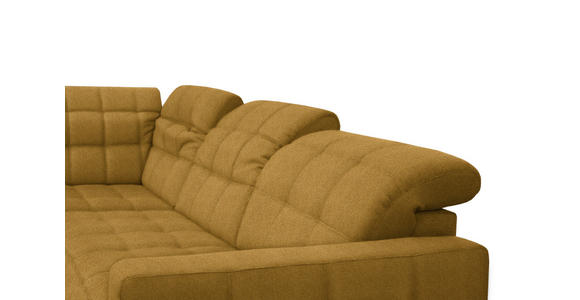 ECKSOFA in Webstoff Currygelb 297/216 cm - Currygelb/Schwarz, Design, Holz/Textil (297/216cm) - Xora